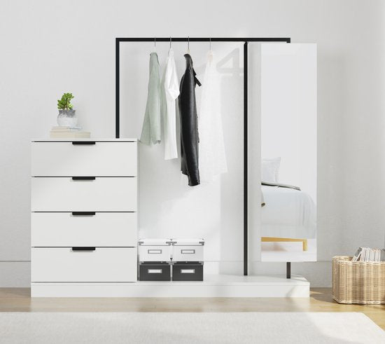 Kleiderständer – Kommode mit Spiegel – Kleiderschrank – Aufbewahrungsschrank für Kleidung – Hängeschrank für Kleidung