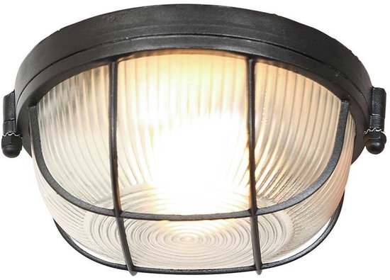 Deckenleuchte Lisanne 1342ZW | Schwarzes Metall und Glasschirm | Ø 17 cm, Höhe 8 cm | Mexlite | Trendiges Design für den Innenbereich