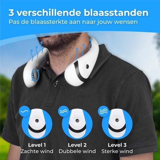 Nuvance - Nackenventilator - Nackenventilator - 3 Stufen - wiederaufladbarer Nackenventilator - Gesichtsventilator - Nackenventilator