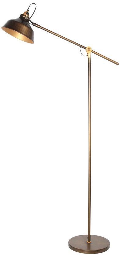 Bronzene Stehlampe Nove 1322BR mit goldfarbenen Details, E27 – dreh- und neigbar – Industriedesign – Mexlite – 190 cm langes Kabel