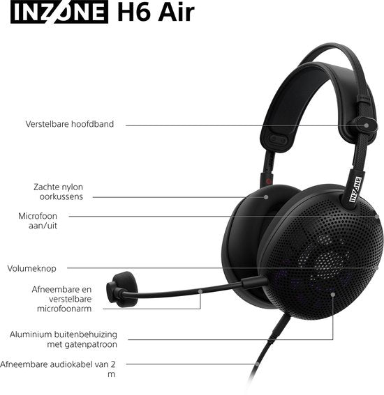 Sony INZONE H6 Air Headset, kabelgebunden, mit Kopfbügel, Gaming, schwarz