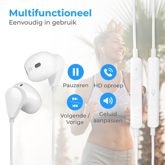 Nuvance - Ohrhörer mit Kabel - USB-C-Anschluss - In-Ear-Kopfhörer mit Kabel - Kabelgebundene Kopfhörer - Kopfhörer mit Kabel und Mikrofon - Weiß