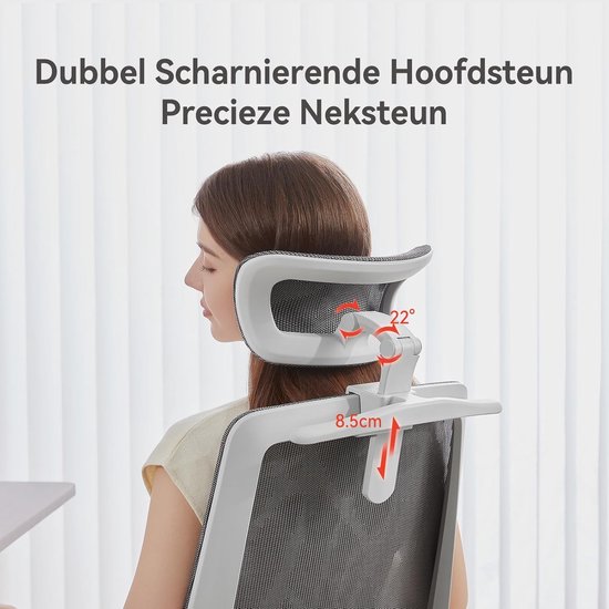 SIHOO M59AS Ergonomischer Bürostuhl – 3D-verstellbare und um 90° hochklappbare Armlehnen – Doppelte Rückenlehne mit adaptiver Lendenwirbelstütze – Sattelförmiges Sitzkissen – Hochwertiges Netzgewebe – BIFMA/SGS-zertifiziert – Bis zu 150 kg – 43,5 x 50,5 x