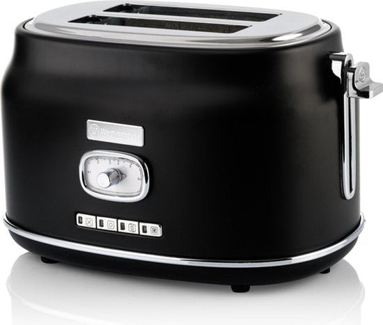 Westinghouse Retro-Toaster - 2 Scheiben - Extra breite Schlitze - Warmhaltegestell - 815W - Schwarz