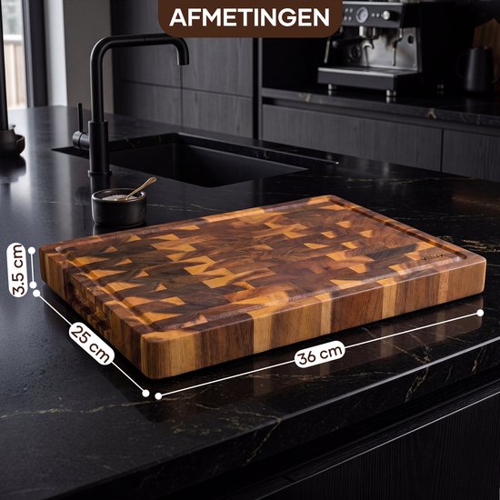 Villux Schneidebrett – Schneidebrett-Set – Schneidebrett aus Holz – Schneidebretter – Schneidebrett aus Akazienholz – Holzschneidebrett – Schneidebrett-Set – Tapas-Brett - Snackbrett – Servierbrett – Häppchenbrett – Schneideblock aus Akazienholz (Stammhol