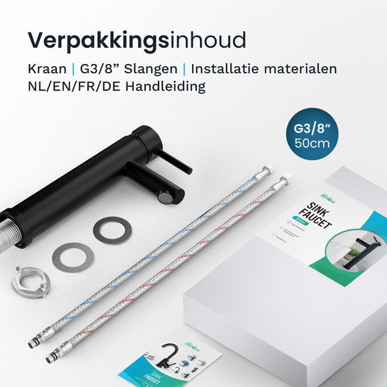 Mirlux Waschtischarmatur Schwarz - Waschtischmischer Bad - Waschtischarmatur - Waschtischarmatur / WC-Armatur - Wasserhahn - Kalt- und Warmwasserarmatur - Toilettenarmatur Kalt- und Warmwasser