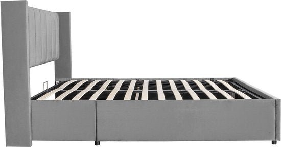 Polsterbett Savona - 200 x 140 cm - Hellgrau - Inkl. Bettkasten