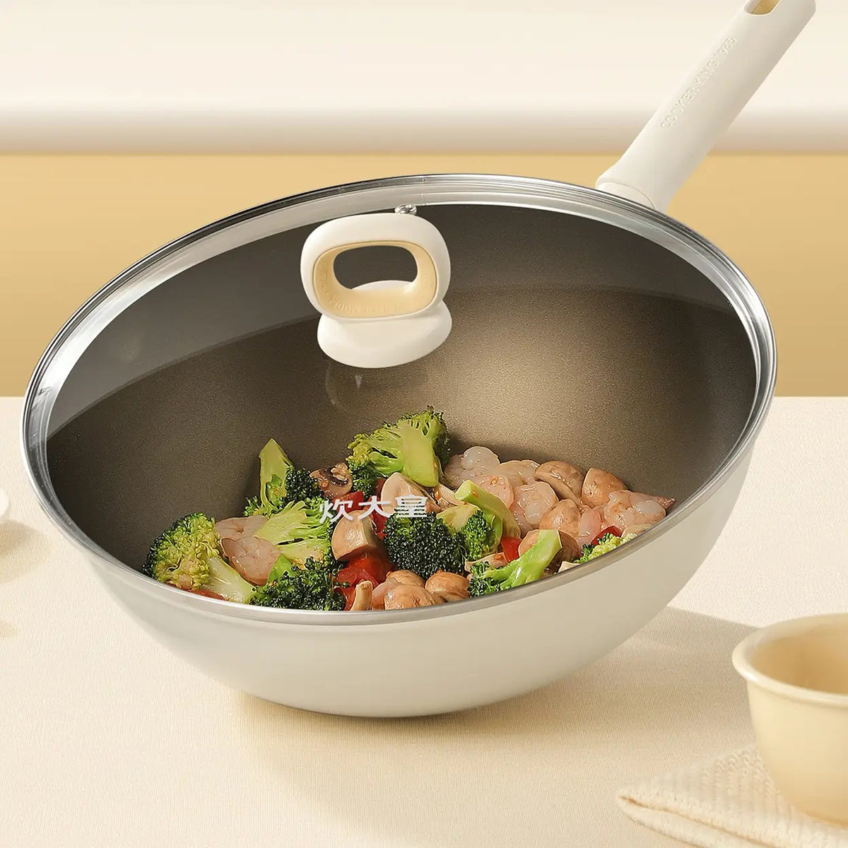 COOKER KING Wokpfanne mit Glasdeckel – Antihaftbeschichtung – 32 cm