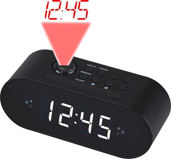 Denver Radiowecker mit Projektion - FM-Radio - 180Â°-Projektionsuhr - Doppelweckzeit - CRP717 - Schwarz