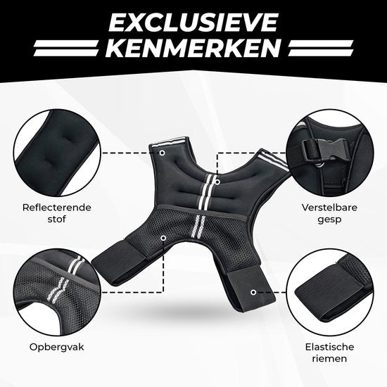 Fitby Gewichtsweste 10 kg – Laufweste – Weighted Vest – Gewichtswesten – Gewichte – Verstellbar – Krafttraining & Crossfit – Cardio – Schwarz
