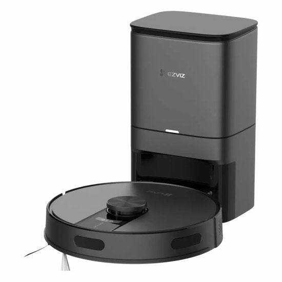 EZVIZ RE4 Plus – Roboterstaubsauger mit Wischfunktion, 4000 Pa Saugkraft, automatische Entleerungsstation, Navigation und Hindernisvermeidung – Kompatibel mit Google Assistant und Alexa – Schwarz