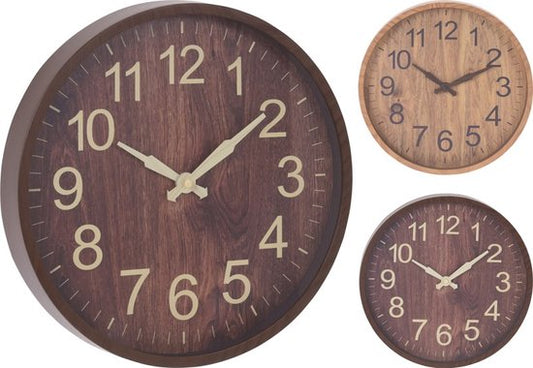 Wanduhr - Küchenuhr - Runde Uhr - Holzoptik - 30cm - Dunkelbraun