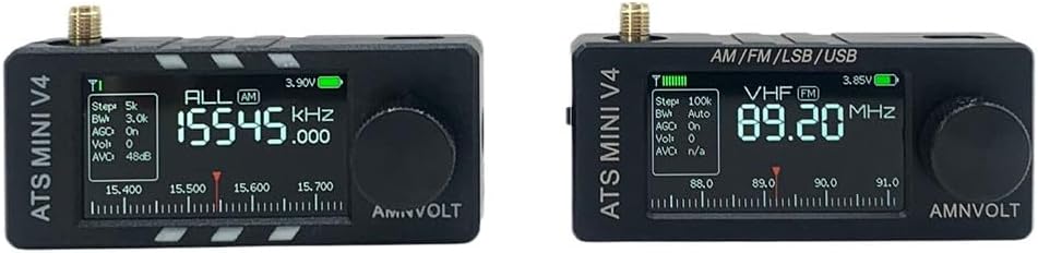 Niceminiwall ATS SI4732 V4 Vollband-DSP-Empfänger mit ESP32-S3 – FM/AM/Kurzwelle/Langwelle/SSB (LSB/USB) – 1,9-Zoll-IPS-Display – Schwarz