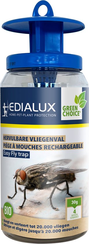 Edialux Wiederverwendbare Fliegenfalle – inkl. Lockstoff
