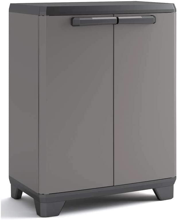 Keter Linearer Lagerungsschrank niedrig - 1 Regal - 39x68x90cm - Schwarz/Grau
