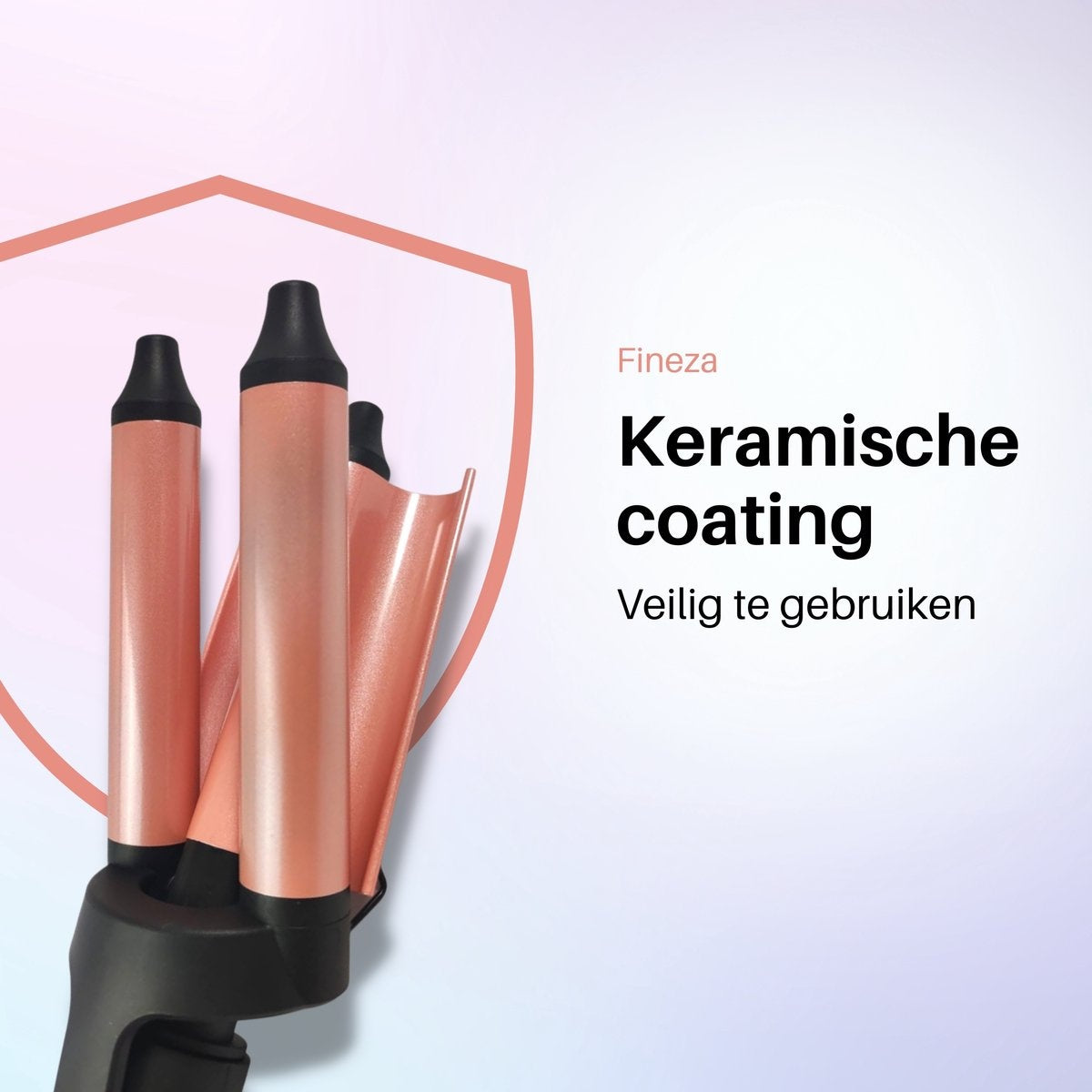 Fineza Waffelzange 25mm - Keramischer Lockenstab mit 10 Temperatureinstellungen - RosÃ©gold