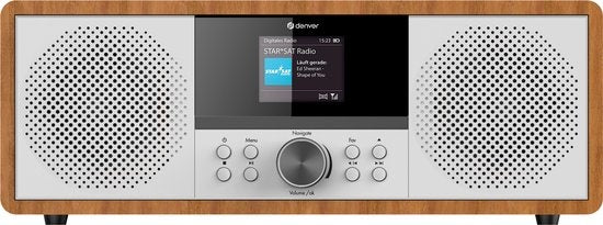 Denver Internet Radio - DAB/FM - CD-Player - Bluetooth - AUX/USB - Holz - Braun/Weiß