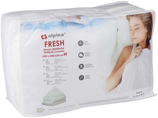 Alpina Bettdecke 240 x 200/220 cm – 4-Jahreszeiten-Bettdecke für zwei Personen – Maschinenwaschbar bei 40 Grad – Schnell trocknendes und atmungsaktives Material – Sommer- und Winterbettdecke – Polyester – Weiß