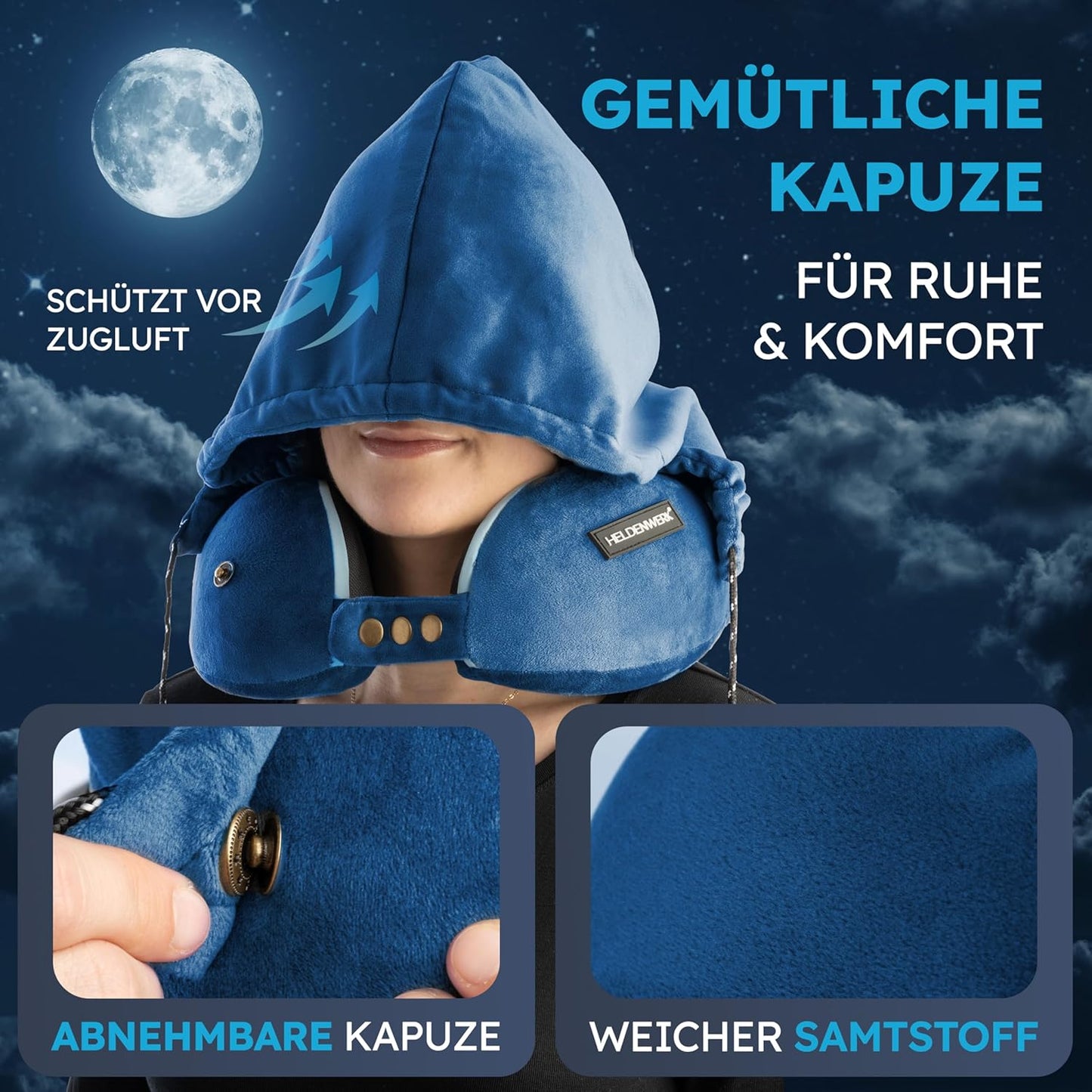 Heldentum Nackenkissen - Waschbar - Marineblau