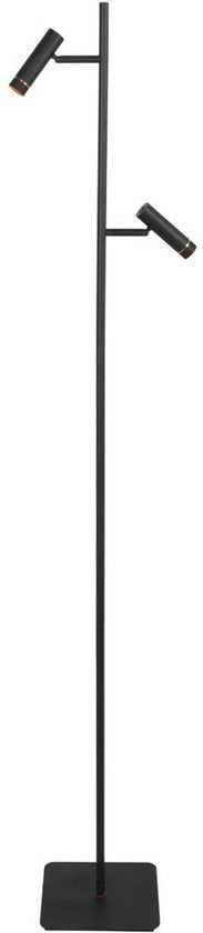 Stehlampe Lumo 4608ZW – moderne schwarze LED-Leselampe von Mexlite, 125 cm hoch, dreh- und neigbar, mit verstellbaren Lichtpunkten und Touch-Dimmer