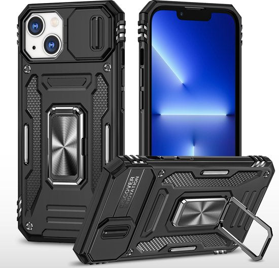 Podec-Hülle für das iPhone 13 Mini – Handyhülle – Anti-Shock-Case, Hybrid-Armor-Hülle mit Ständer und Ring sowie Displayschutzfolie