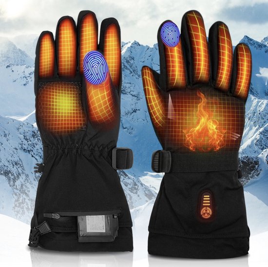 Qualitá® Beheizte Handschuhe - Wasserabweisend - Elektrische Handschuhe - Mit Touchscreen-Kompatibilität - Wintersport - Wiederaufladbar - Größe XL
