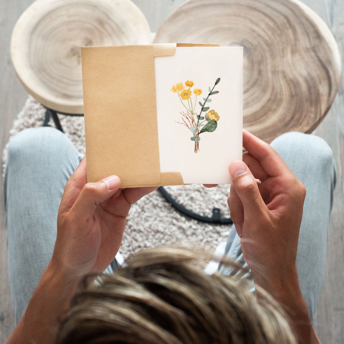 Partizzle - Trockene Blumen Grußkarten Set von 36 - 15 x 10 cm & Aquarell Design - Mit Kraft Umschläge und Blanko Innenseite - Für Hochzeit und Glückwunsch - Mehrfarbiges FSC Papier