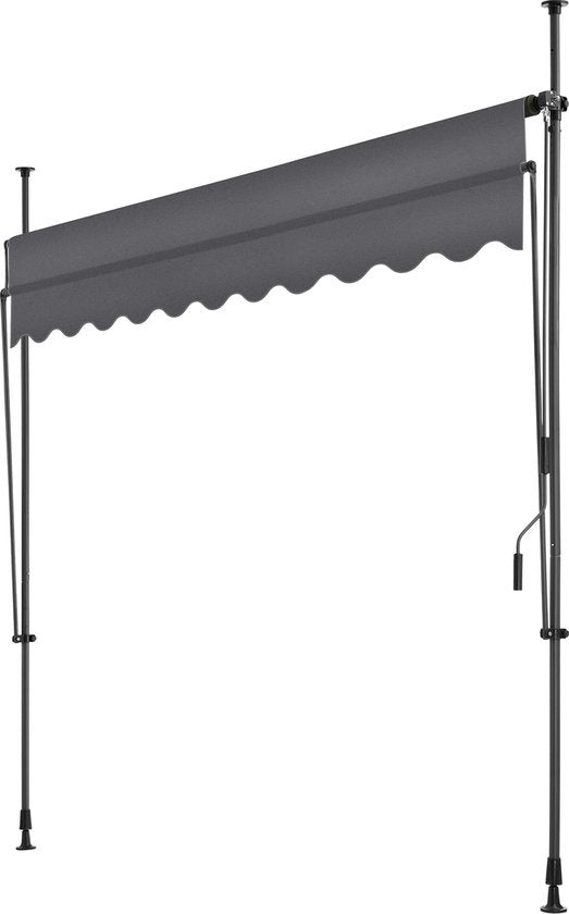 tectake - Klemmmarkise - Sonnenschirm - Markise - Verstellbar - 250 x 120 cm - schwarz grau