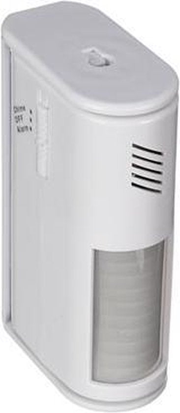 Perel Mini-Bewegungsmelder mit Alarm, PIR, 8 m Erfassungsreichweite, 60° Erfassungswinkel, IP20, für den Innenbereich, weiß