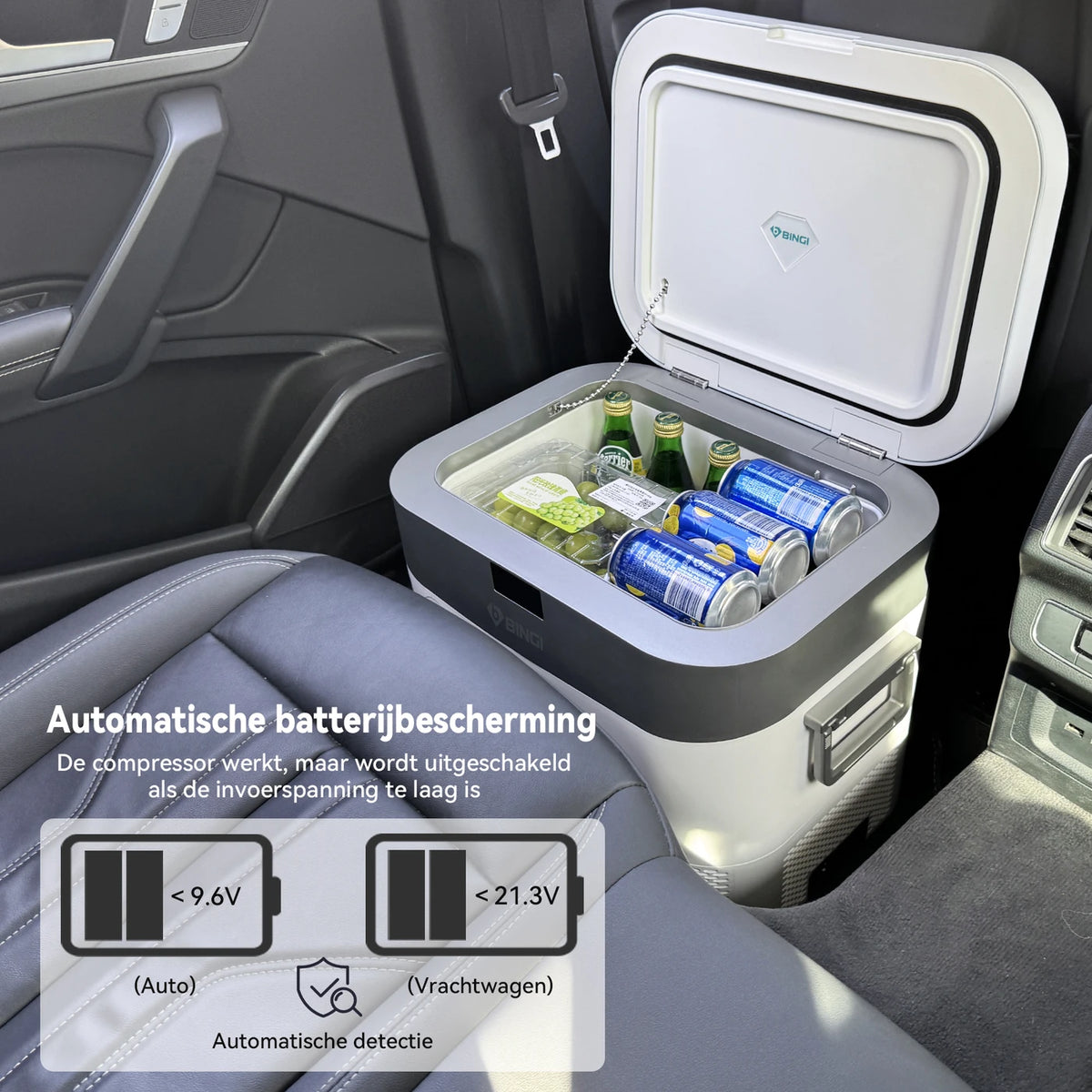 Bingi Kompressor-Kühlbox 22 Liter – Kühlen und Gefrieren von -18 bis 15 °C – 12/24 V und 230 V – Für Auto, Wohnmobil und Camping
