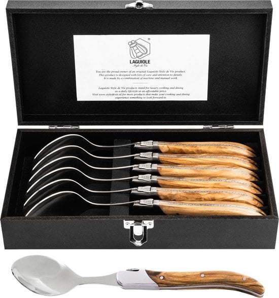 Laguiole Style de Vie Löffel Luxury Line - 6-teilig - Olivenholz