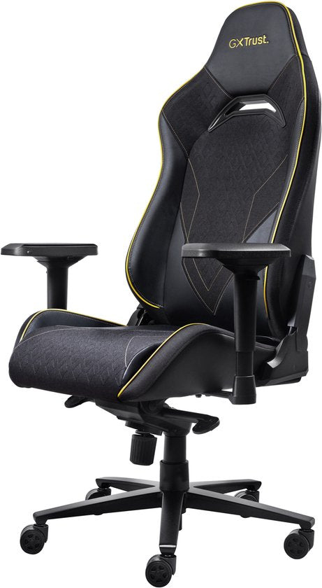 Trust GXT 721 Ruya Pro – Hochwertiger, bequemer Gaming-Stuhl – 4D-Armlehnen – Integrierte Lendenwirbelstütze – Belastbar bis 150 kg – Schwarz