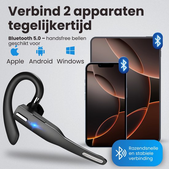 Otiume Wireless Headset mit Mikrofon - Geräuschunterdrückung - Freisprecheinrichtung - Funktioniert als Bluetooth Headset für jedes Gerät