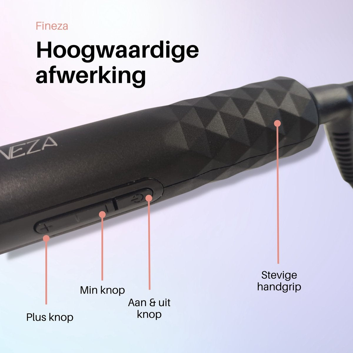 Fineza Waffelzange 25mm - Keramischer Lockenstab mit 10 Temperatureinstellungen - RosÃ©gold