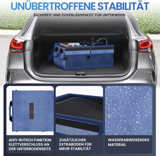 HELDENWERK Premium-Kofferraum-Organizer mit Deckel, stabil & rutschfest - Faltbare Kofferraumtasche, groß mit doppeltem Boden - Kofferraumbox, Kofferraum-Organizer-Box