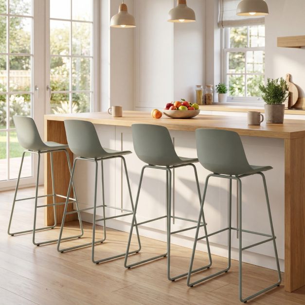 Coast Barhocker 4er Set - Kunstleder mit Rückenlehne 48 x 46 x 103 cm - Grün
