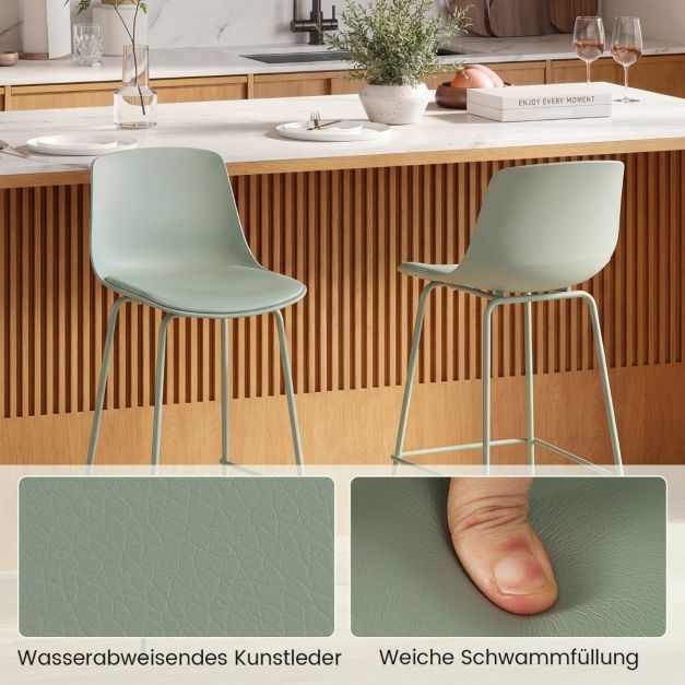 Coast Barhocker 4er Set - Kunstleder mit Rückenlehne 48 x 46 x 103 cm - Grün