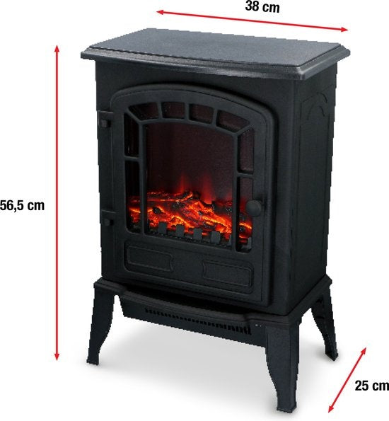 Classic Fire - Elektrischer Kamin - LED Flammen - 2000W - CE zertifiziert - Schwarz