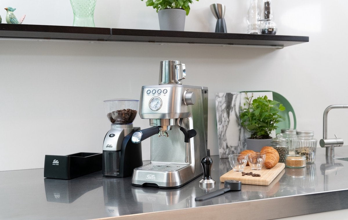 Solis - Barista Perfetta Plus 1170 V2 - 1700W Kolben Espressomaschine - Espresso & Cappuccino - Silber