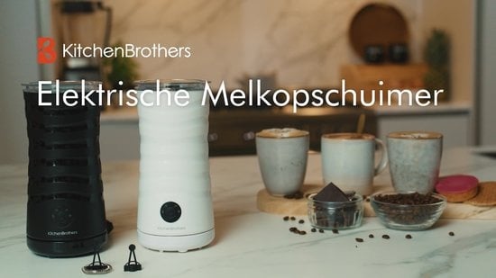 KitchenBrothers Elektrischer Milchaufschäumer - 4-in-1 - 240 ML - Praktischer Milchaufschäumer - Anthrazit
