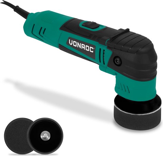 VONROC - Exzenterpolierer - Mit Sanftanlauf und Konstantleistungselektronik - Inkl. 2 Polierscheiben und 2 Stützteller - 400W - Ø50 und Ø75MM