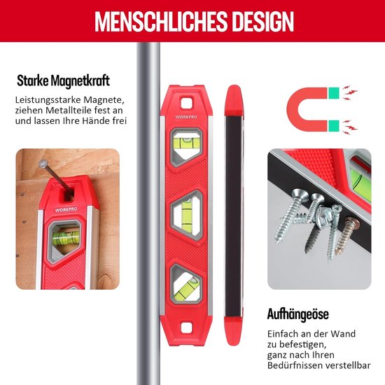 Markenloses Mini-Torpedo-Wasserwaage 23 cm mit 3 Libellen und Magnet