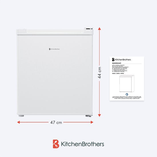 KitchenBrothers Mini-Kühlschrank - 40L - Kleiner Kühlschrank - Freistehend - Frigo - Kompakt - Weiß