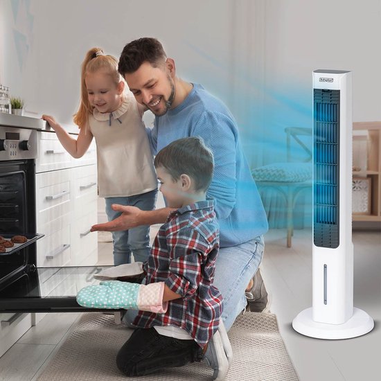Livington ChillTower – Luftkühler mit Wasserkühlung – tragbare Klimaanlage mit 3 Stufen – leistungsstarker Maxi-Tower-Luftkühler mit einem Tankvolumen für 12 Stunden Kühlung