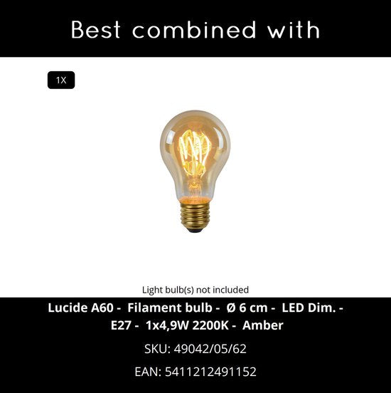 Lucide ILONA – Tischlampe – Ø 18 cm – 1xE27 – Bernstein
