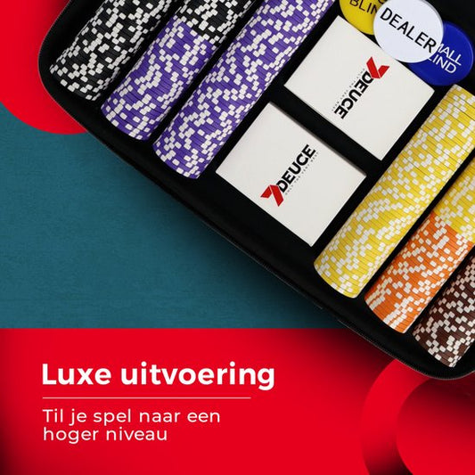 7DEUCE Poker Set - Starter Set - 300 Chips - Stoff - Pokerchips - Poker - Erwachsene