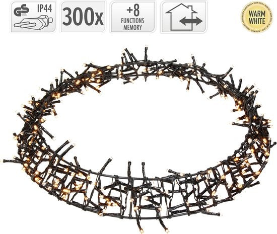 H&S - Weihnachtskranz - Ring - ˜38cm - 300led - Extra Warm White - 8 Einstellungen