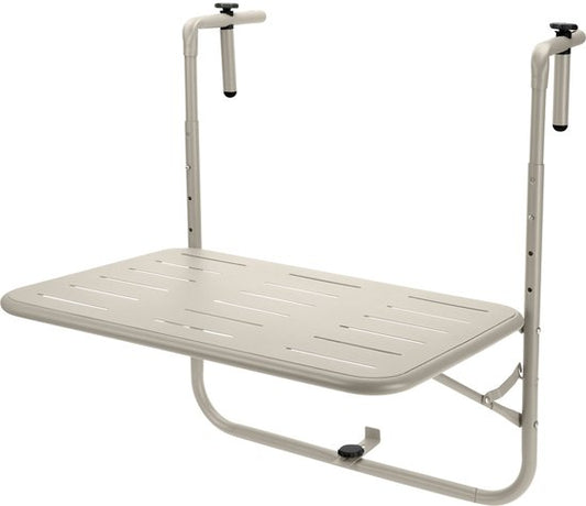 Pro Garden Balkontisch – Metall – mattbeige – 60 x 43 cm – zusammenklappbar – höhenverstellbar