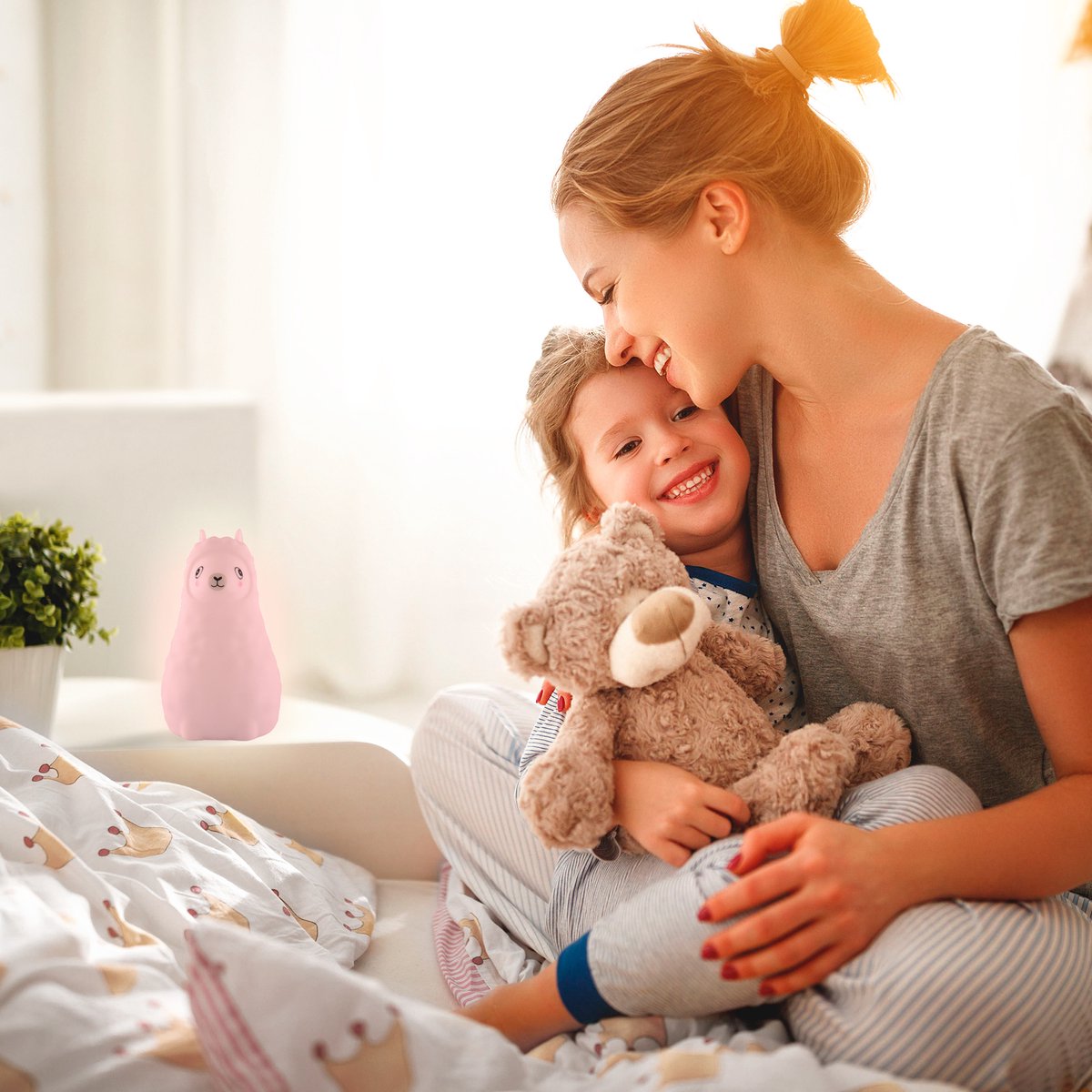 Sleepy Friends Kinder-Nachtlicht Lama - 95x97x100 mm - 8 Farben - USB Wiederaufladbar - Dimmbar - Nachtlicht Baby & Kind