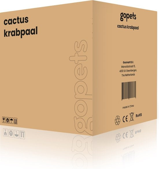 Gopets Katzenkratzbaum - Kaktus Kratzbaum Sisal - Kratzbrett modernes Design - Natürliche Kratzmöbel mit Spielzeug - 65cm